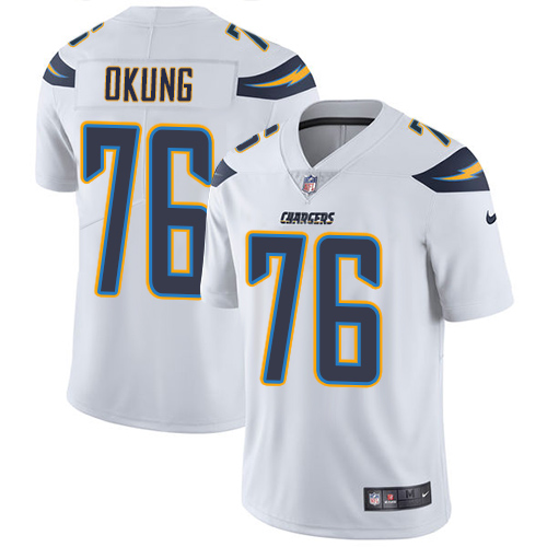 Nike Chargers #76 Russell Okung White Men's Stitched NFL Vapor Untouchable Limited Jersey - Click Image to Close